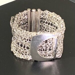 RARE- Statement Heavy 42g 925 Sterling Silver Italian Knitted Mesh  Bracelet  7”